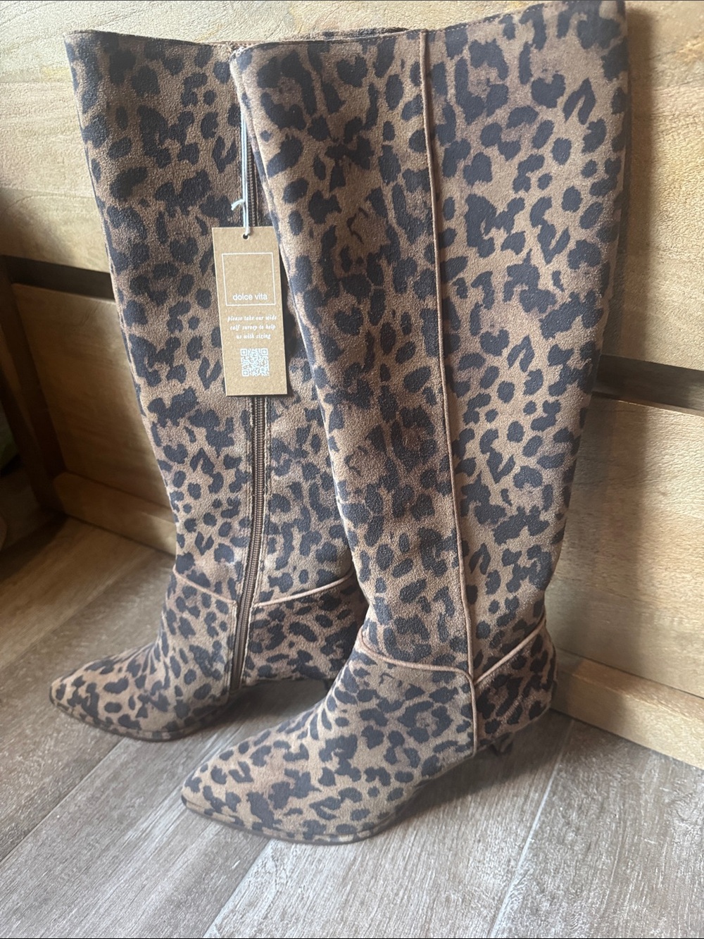 Dolce Vita Leopard Print Knee-High Heeled Boots